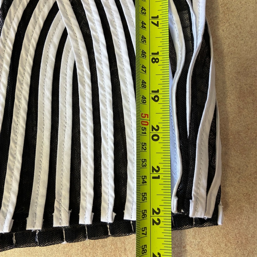 Vtg Alexandra Rosati Zip Up Black Stretch Mesh  White Stripe Details Blazer - Picture 9 of 9